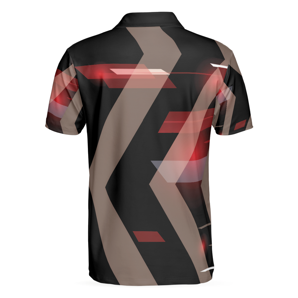 Alternative view of Digital Golf Style Polo Shirt, Short Sleeve Black And Red Golfer Golf Shirt For Men