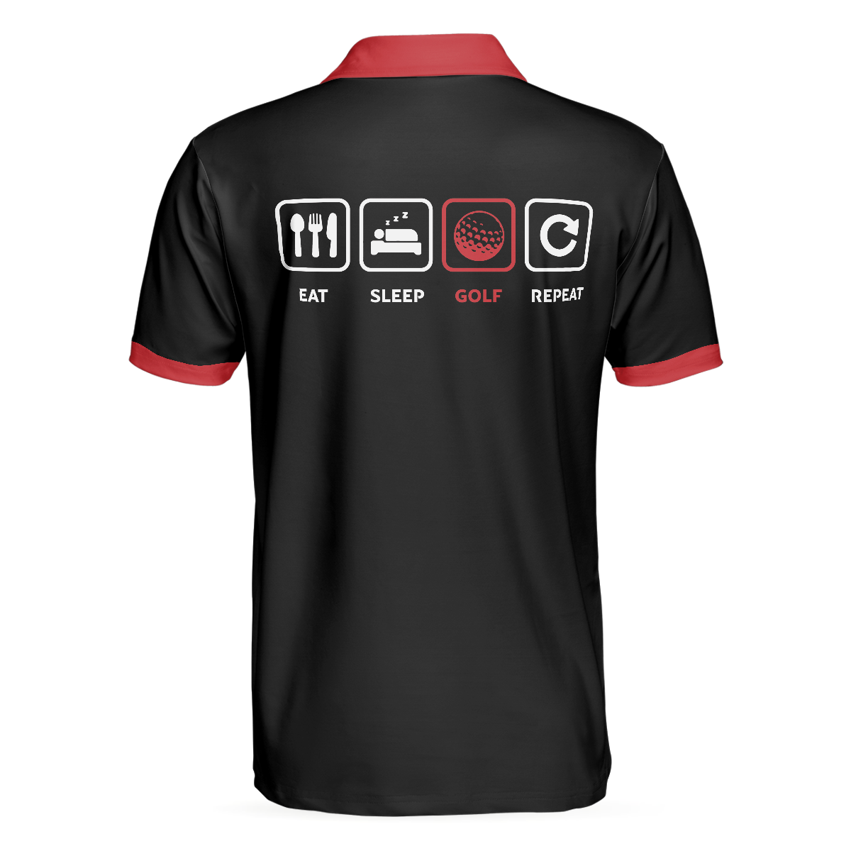 Alternative view of Eat Sleep Golf Repeat Polo Shirt, Short Sleeve Sporty Golfing Polo Shirt, Best Golf Shirt For Men
