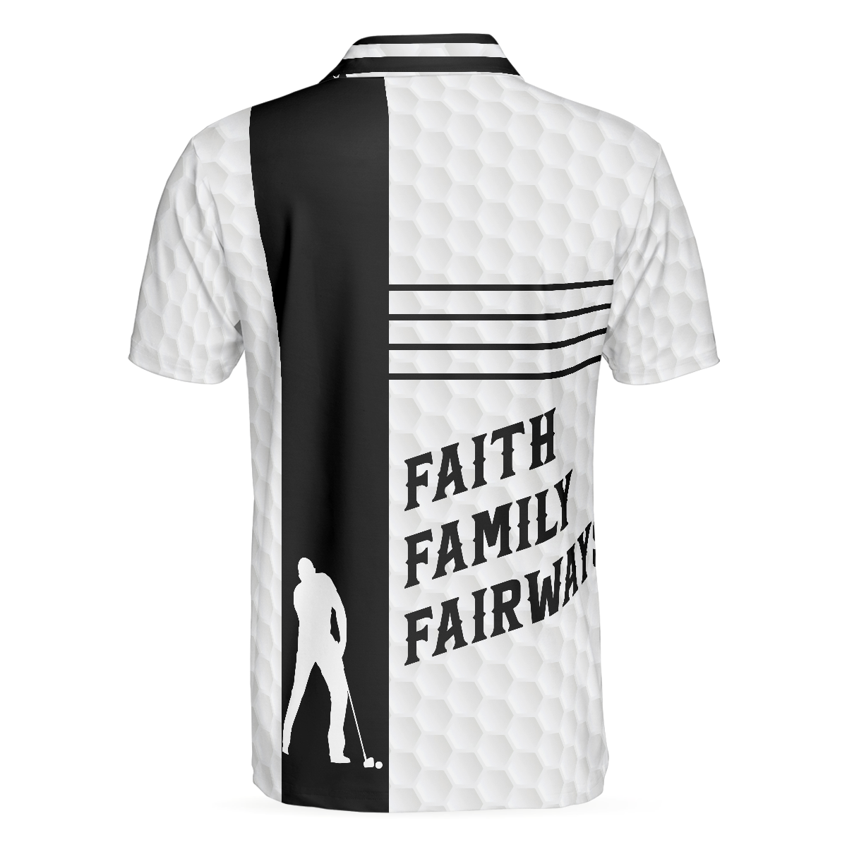 Alternative view of Faith Family Fairways American Flag Golf Polo Shirt, Black And White Golf Shirt For Men