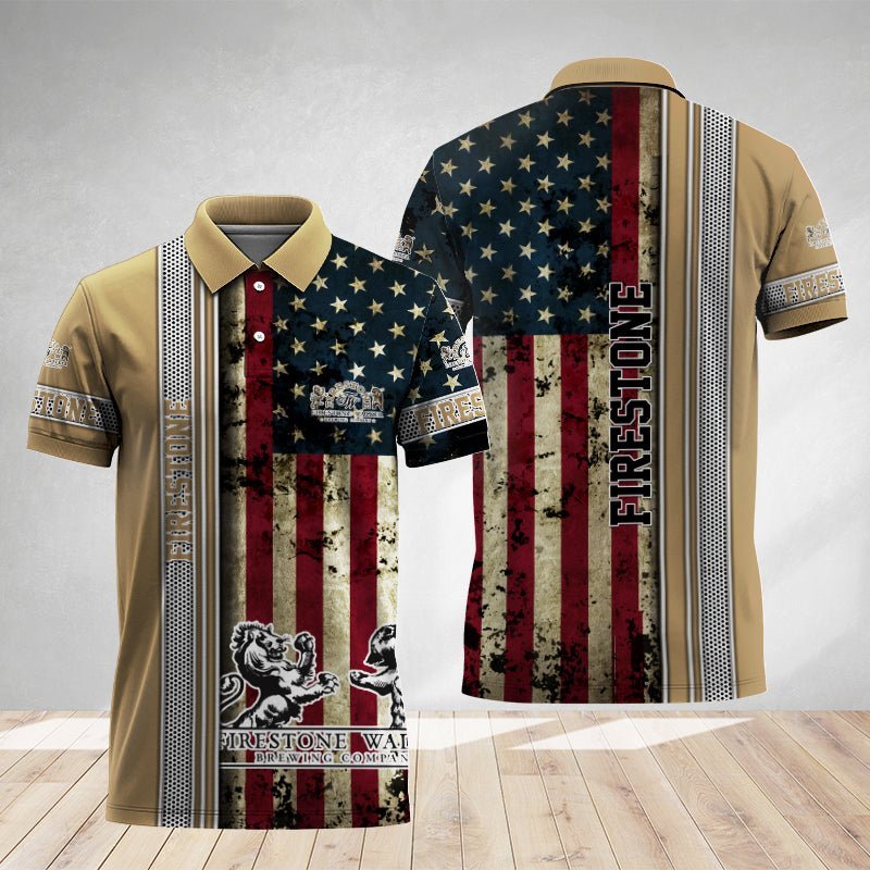 Firestone Walker Stainless Steel American Flag Polo Shirt