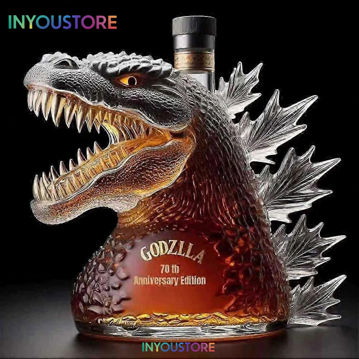 Funny Godzilla-Shaped Liquor Dispenser Decorative Unique Whiskey Bottle