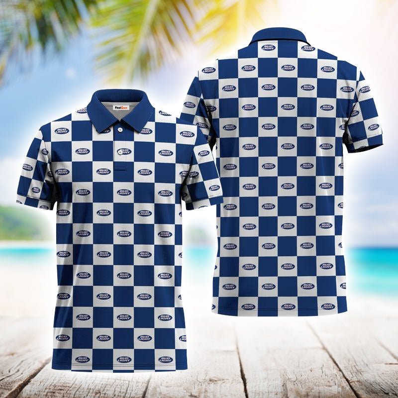 Gingham Bud Light Polo Shirt