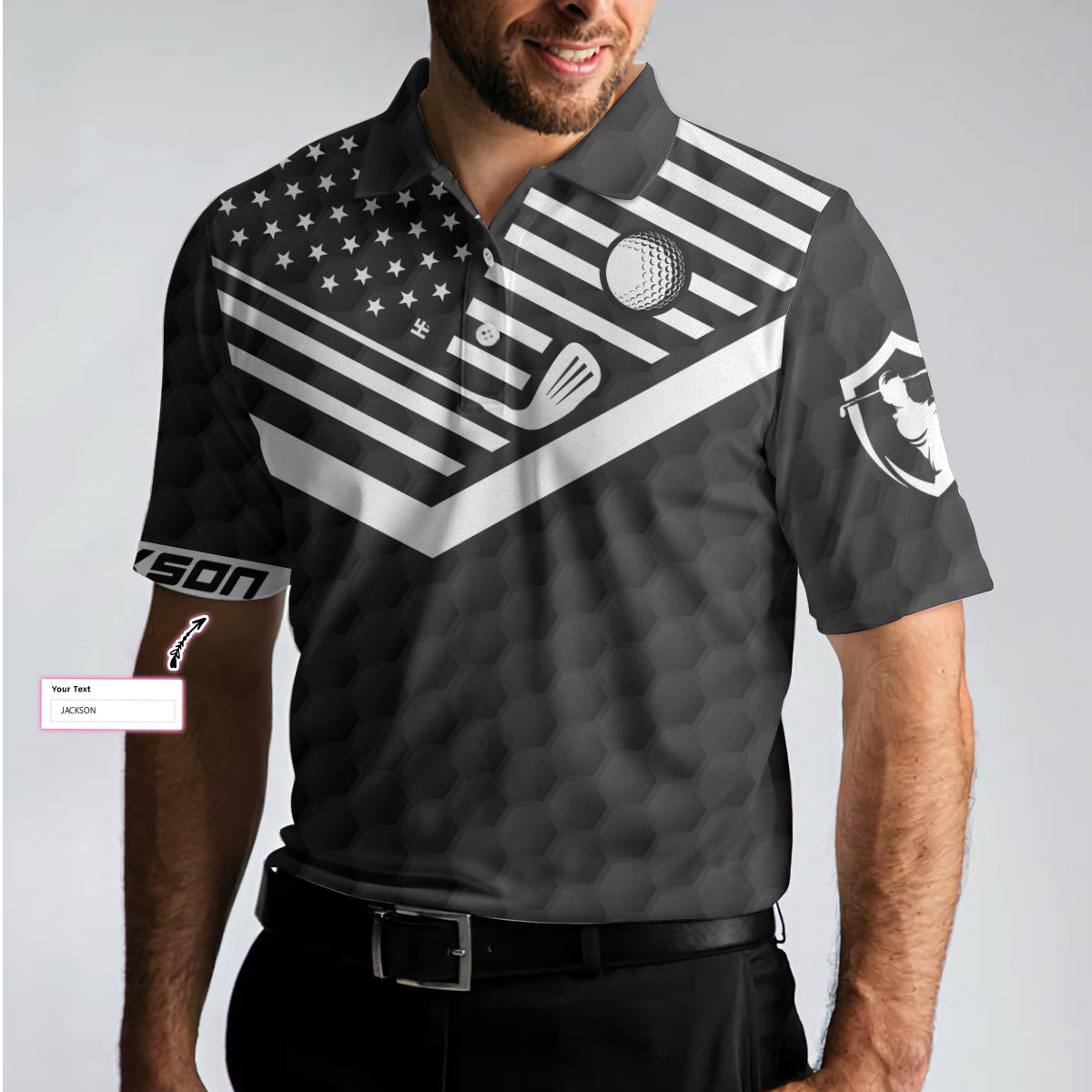 Alternative view of Golf And Beer That's Why I'm Here Custom Polo Shirt, Personalized American Flag Golf Shirt For Beer Lovers