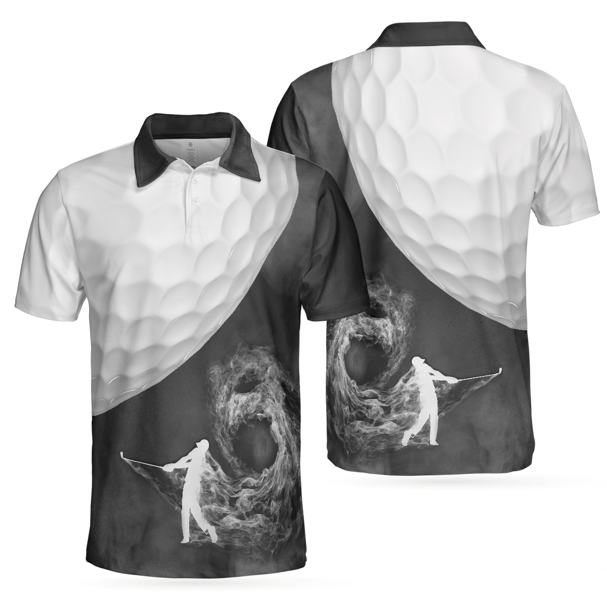 Golf Ball And Golfer With Smoke Golf Polo Shirt, Smoke Golf Player Polo Shirt, Best Golf Shirt For Men