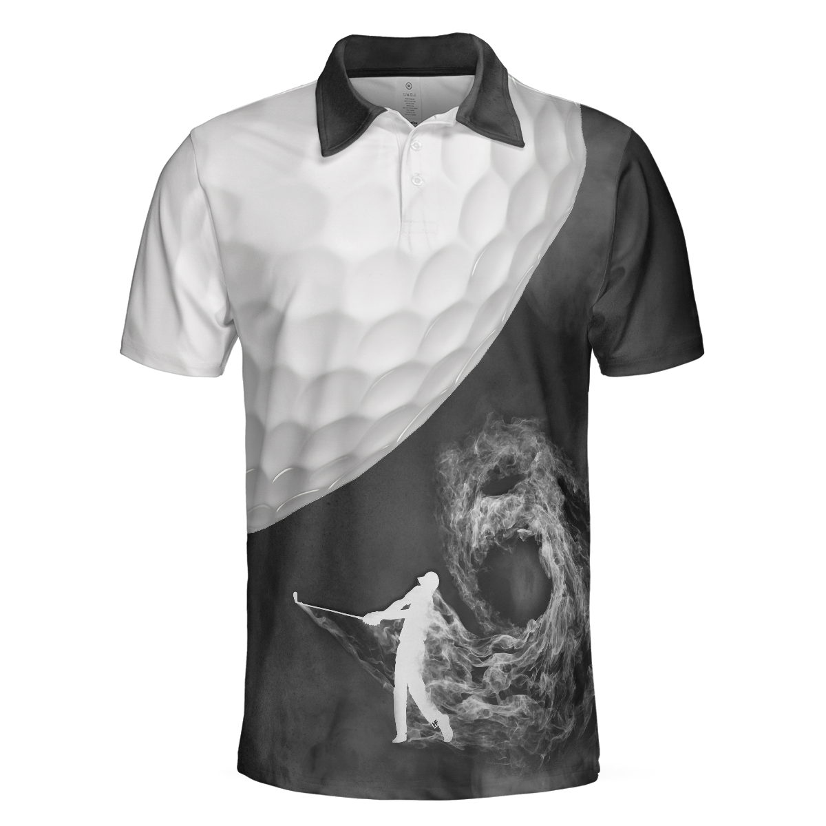Alternative view of Golf Ball And Golfer With Smoke Golf Polo Shirt, Smoke Golf Player Polo Shirt, Best Golf Shirt For Men