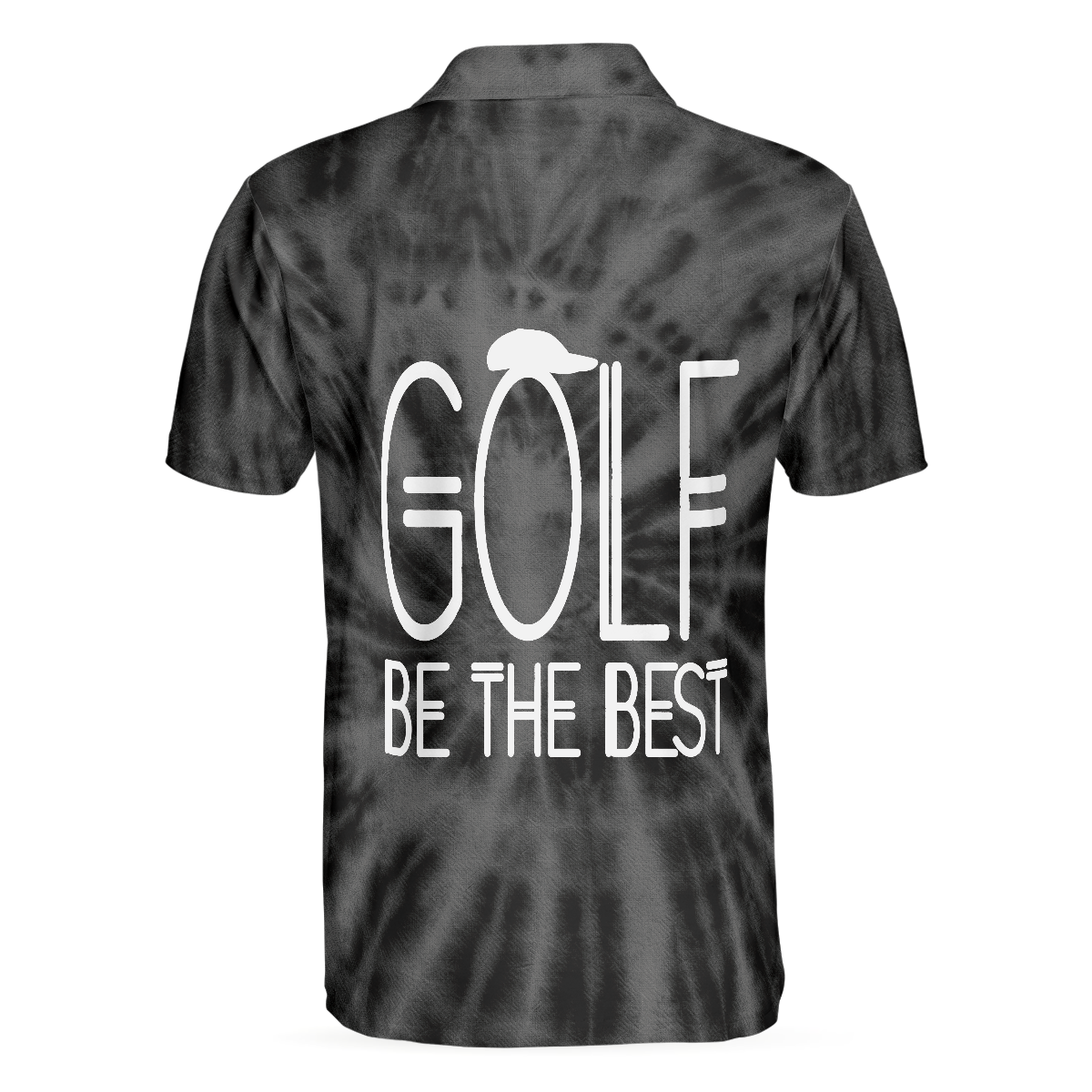 Alternative view of Golf Be The Best Golf Polo Shirt, Black Tie Dye Golf Shirt For Men