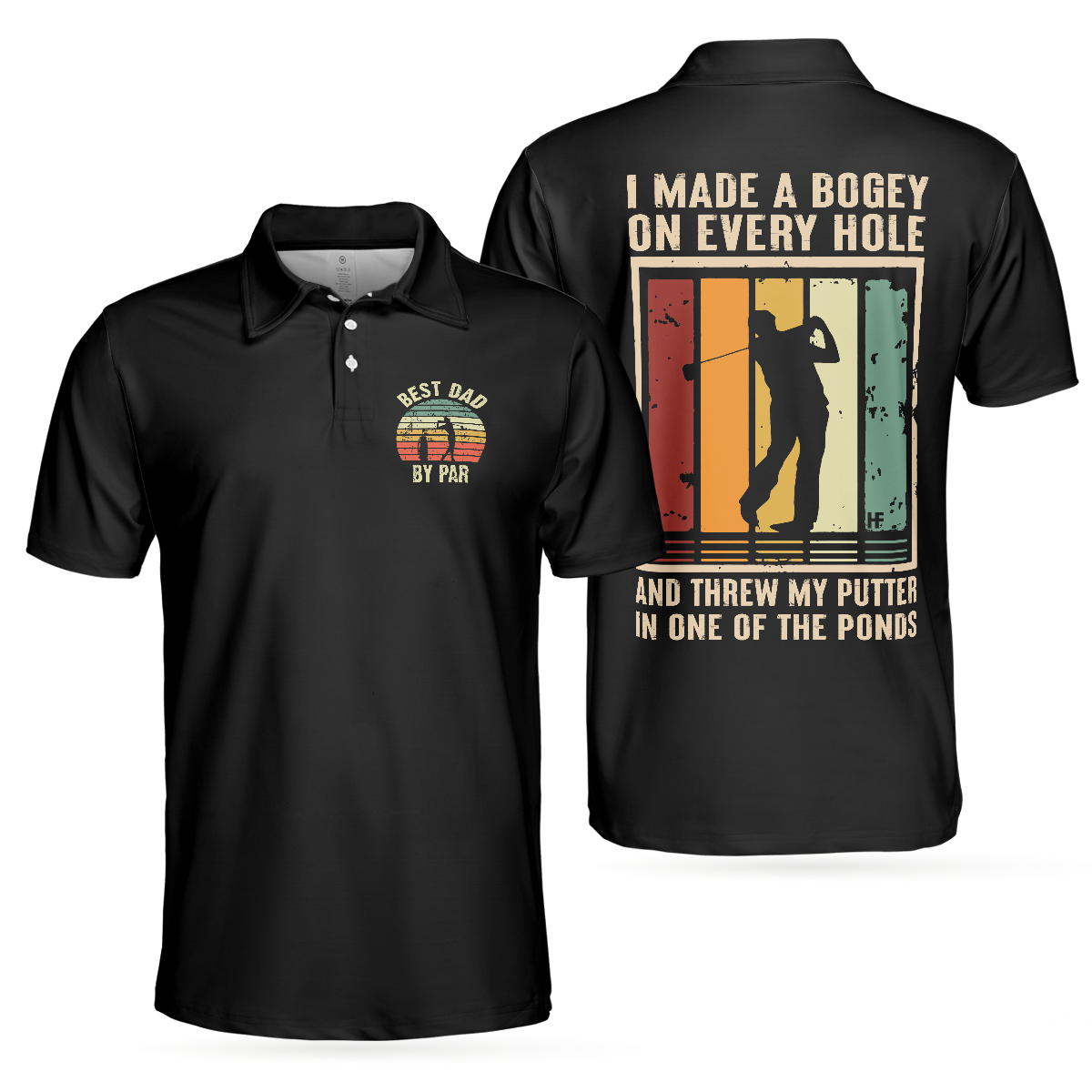Golf Best Dad By Par Polo Shirt, Black Golf Shirt With Sayings, Best Golf Gift Idea For Dad