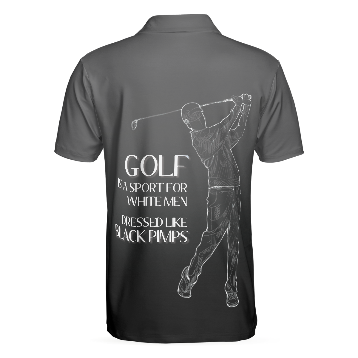 Alternative view of Golf Black Pimps Polo Shirt For Men, Funny White Men Golfing Polo Shirt