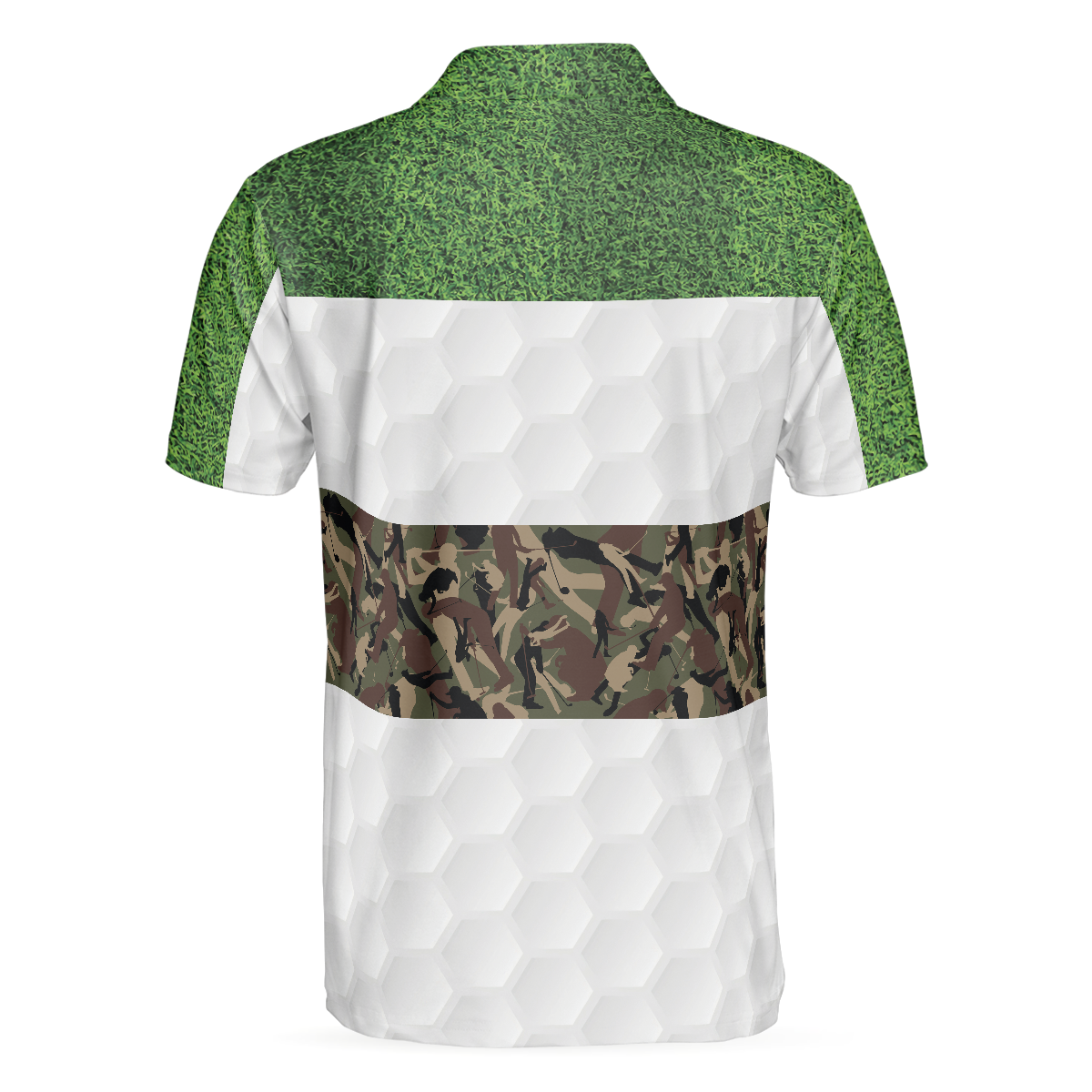 Alternative view of Golf In Green And Camouflage Pattern Golf Polo Shirt, Cool Golf Shirt For Men, Best Gift For Golfers