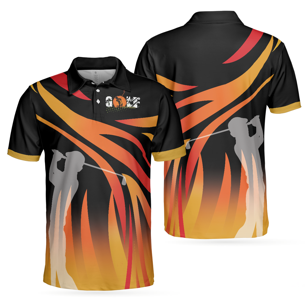 Golf In Passion Golf Polo Shirt, Black Flame Golf Shirt For Men, Cool Gift For Golfers