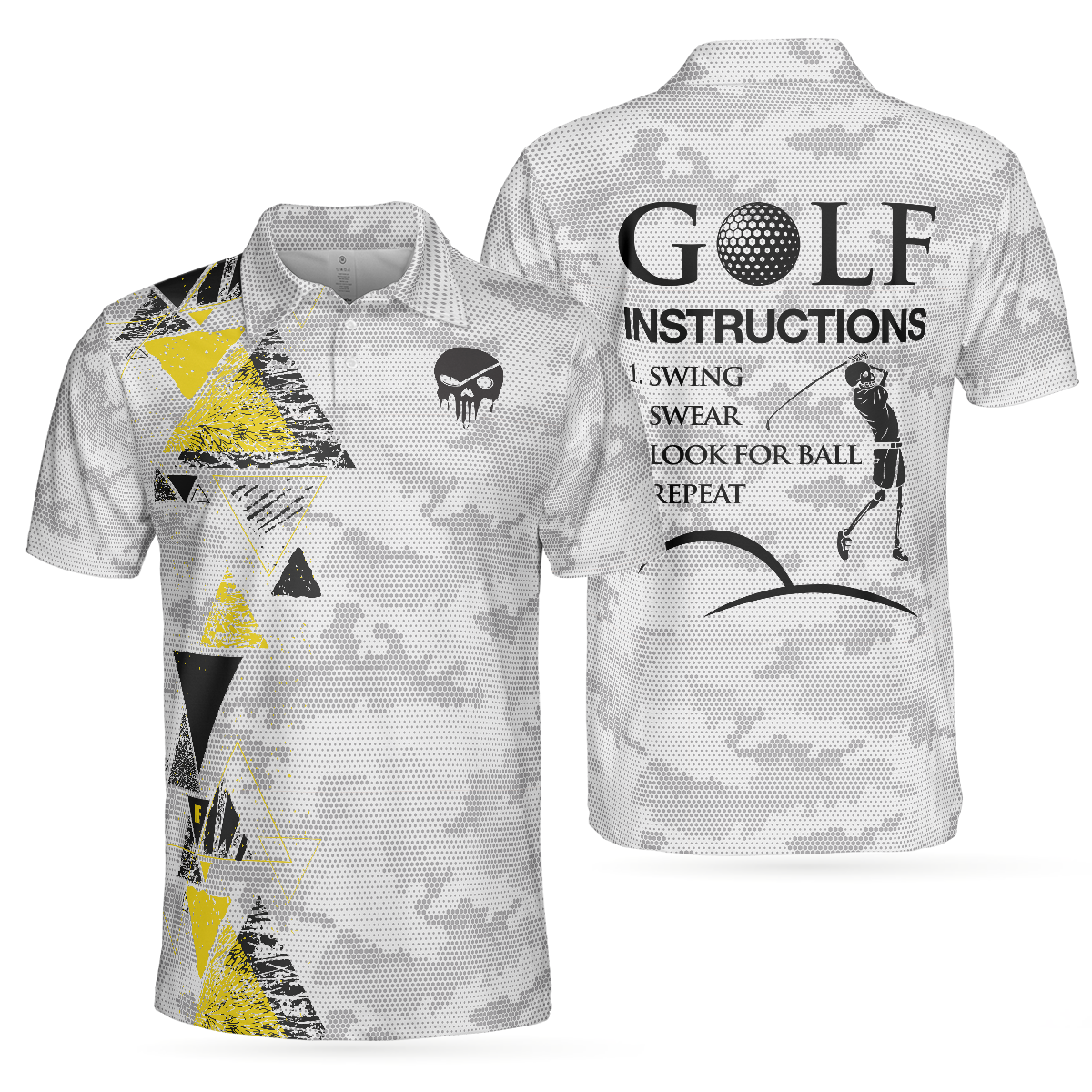 Golf Instructions Triangle And Camouflage Pattern Polo Shirt