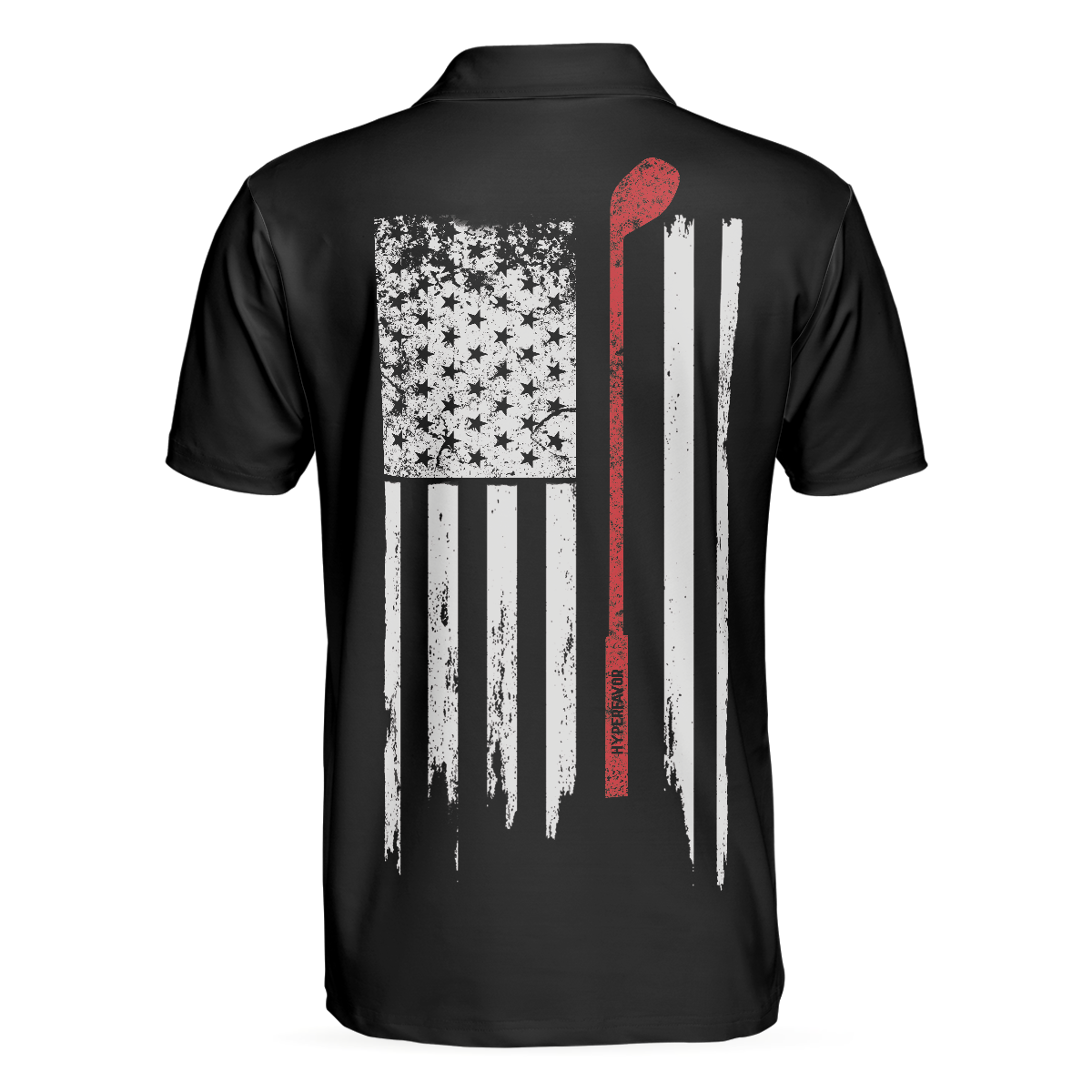 Alternative view of Golf Nation Short Sleeve Golf Polo Shirt, Black And White American Flag Polo Shirt, Patriotic Golf Shirt For Men