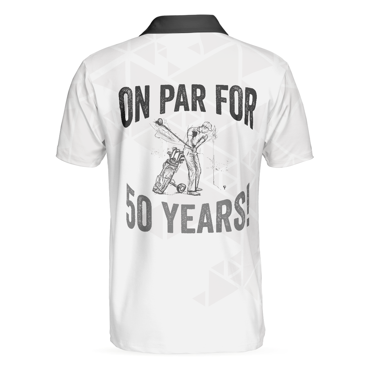 Alternative view of Golf Pattern On Par For Years Polo Shirt, Black And White Polo Shirt, Best Golf Shirt For Men