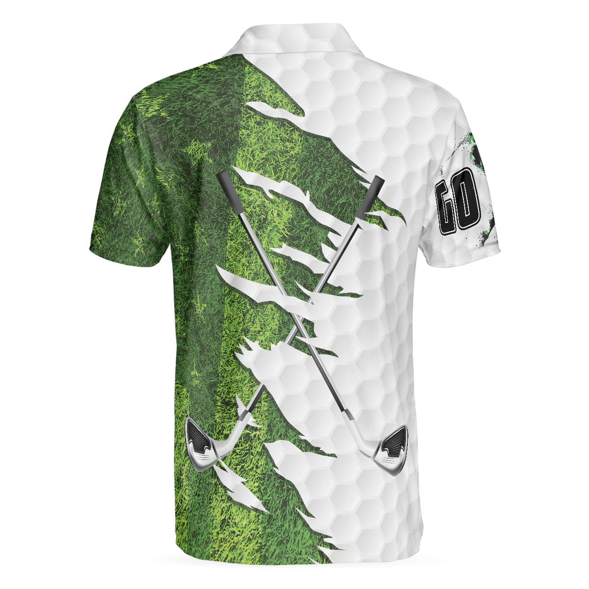 Alternative view of Golf Ripped Clubs & Course American Golfer Polo Shirt, Green American Flag Polo Shirt, Patriotic Golf Shirt For Men