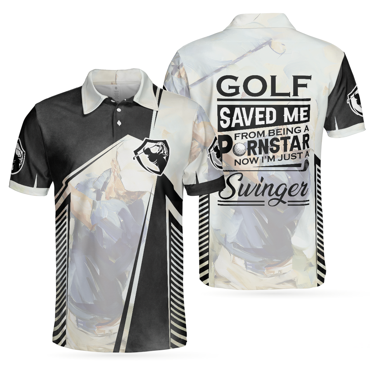 Golf Saved Me Golfing Polo Shirt, Black And White Polo Shirt, Best Golf Shirt For Men