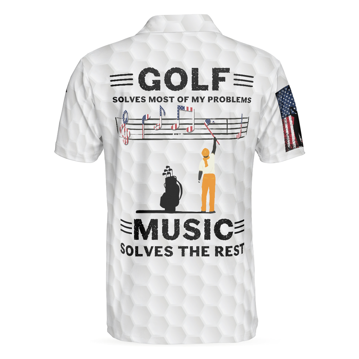 Alternative view of Golf Solves Most Of My Problems Polo Shirt, American Flag Polo Shirt, Golf Shirt For Music Lovers