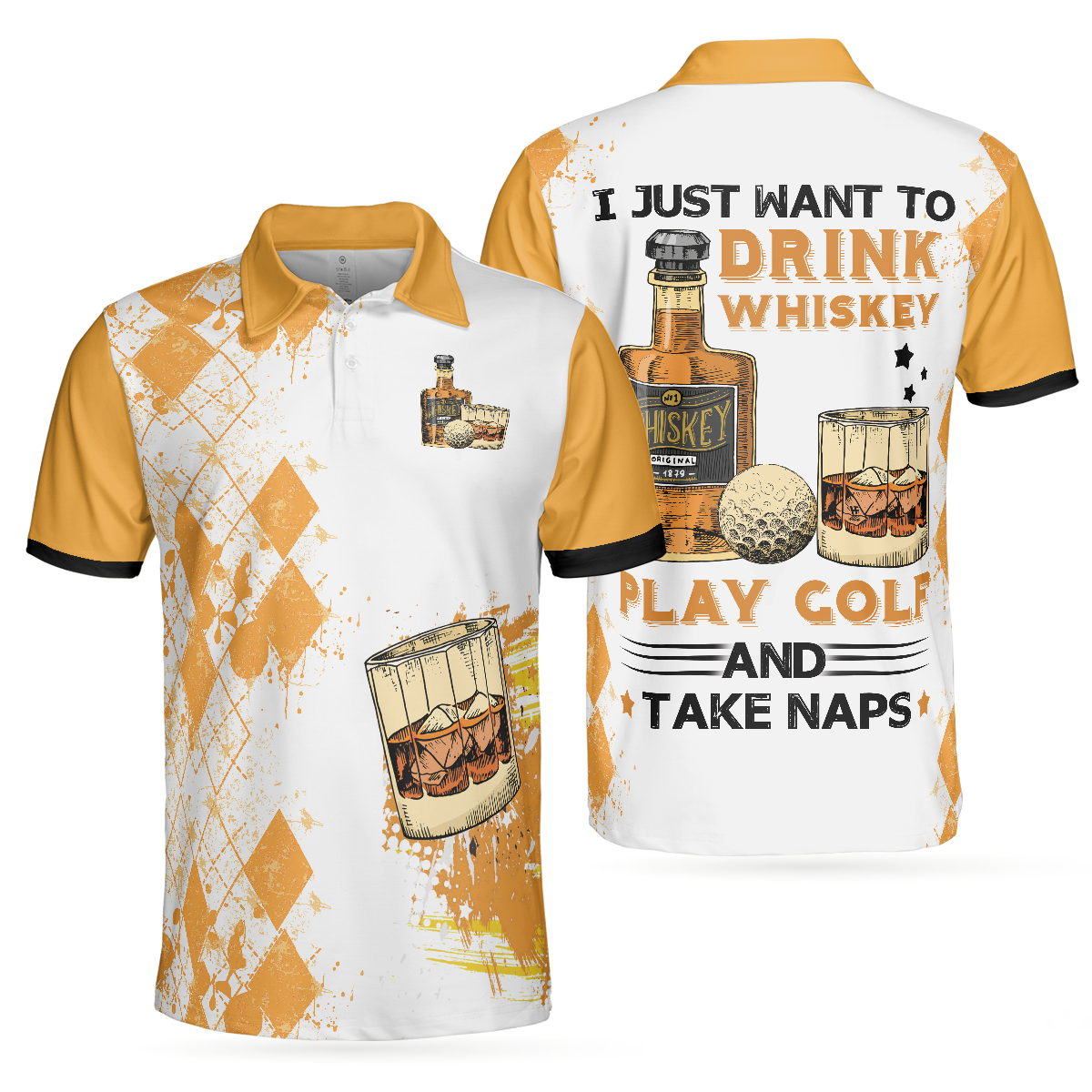 Golf Whisky And Take Naps Short Sleeve Polo Shirt, Argyle Pattern Wine Polo Shirt, Best Golf Shirt For Men