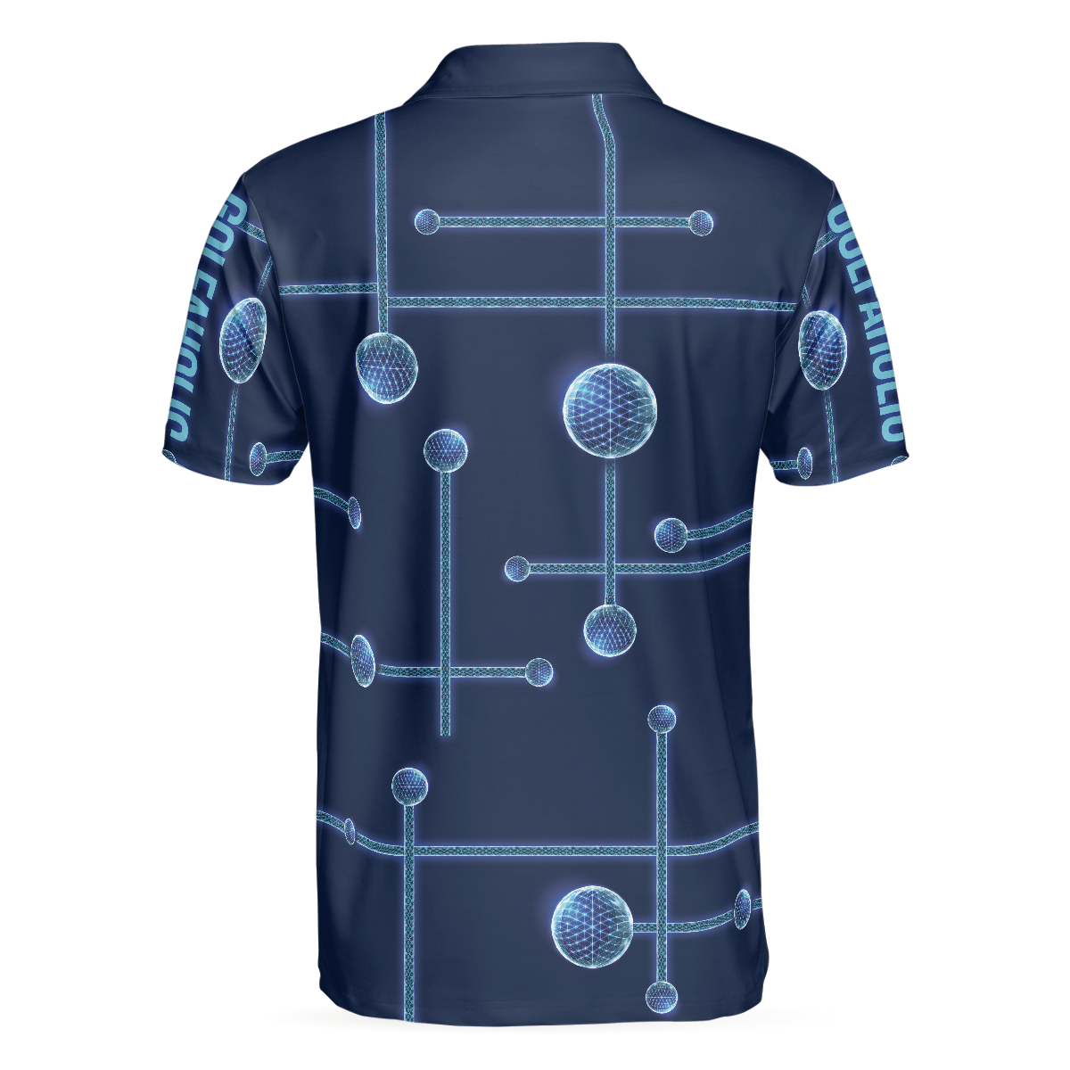 Alternative view of Golfaholic Geometric Golf Ball Low Poly Design Polo Shirt, Digital Golf Polo Shirt, Best Golf Shirt For Men