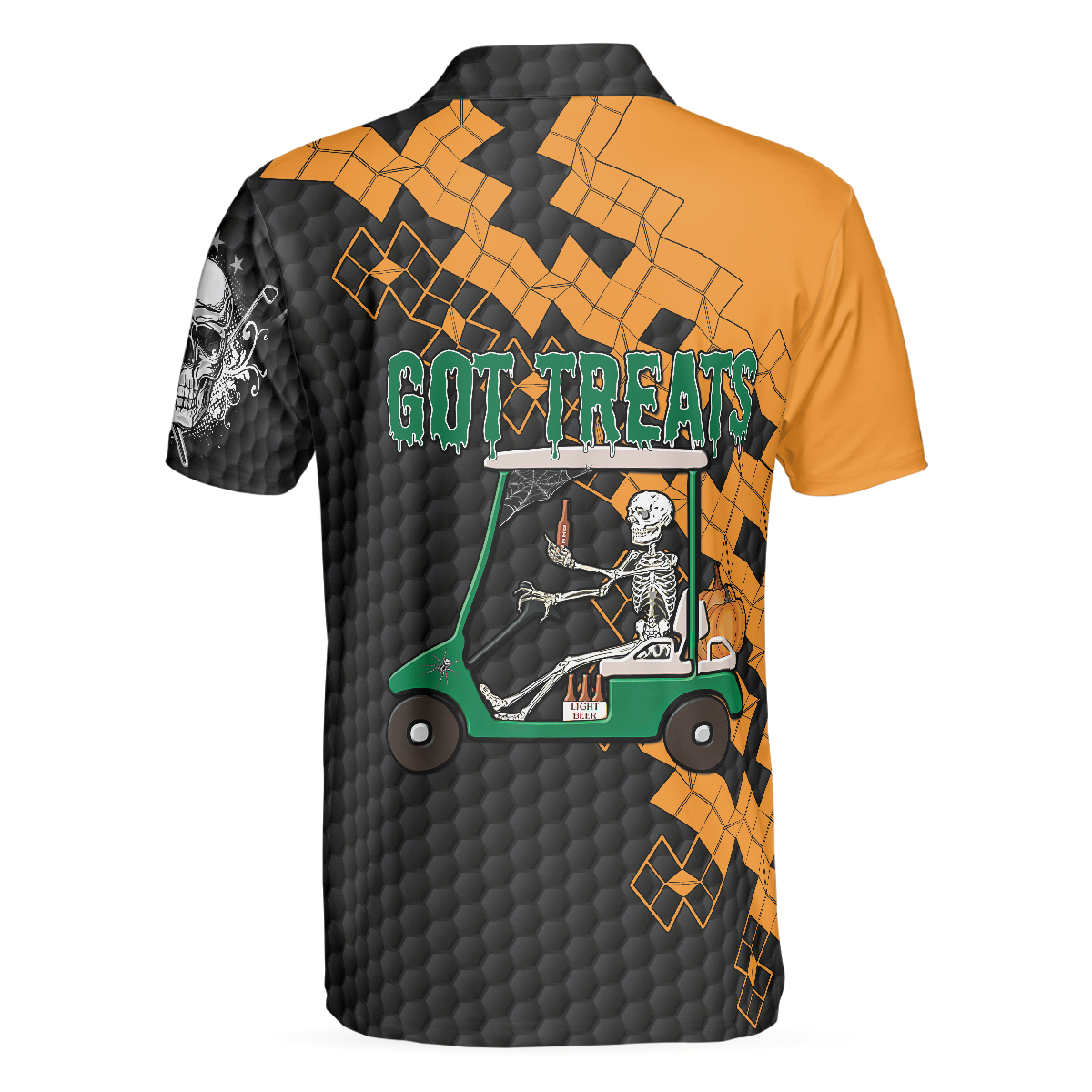 Alternative view of Got Golf And Got Treat Skull Golf Polo Shirt, Halloween Golf Shirt For Men, Halloween Gift For Golfers