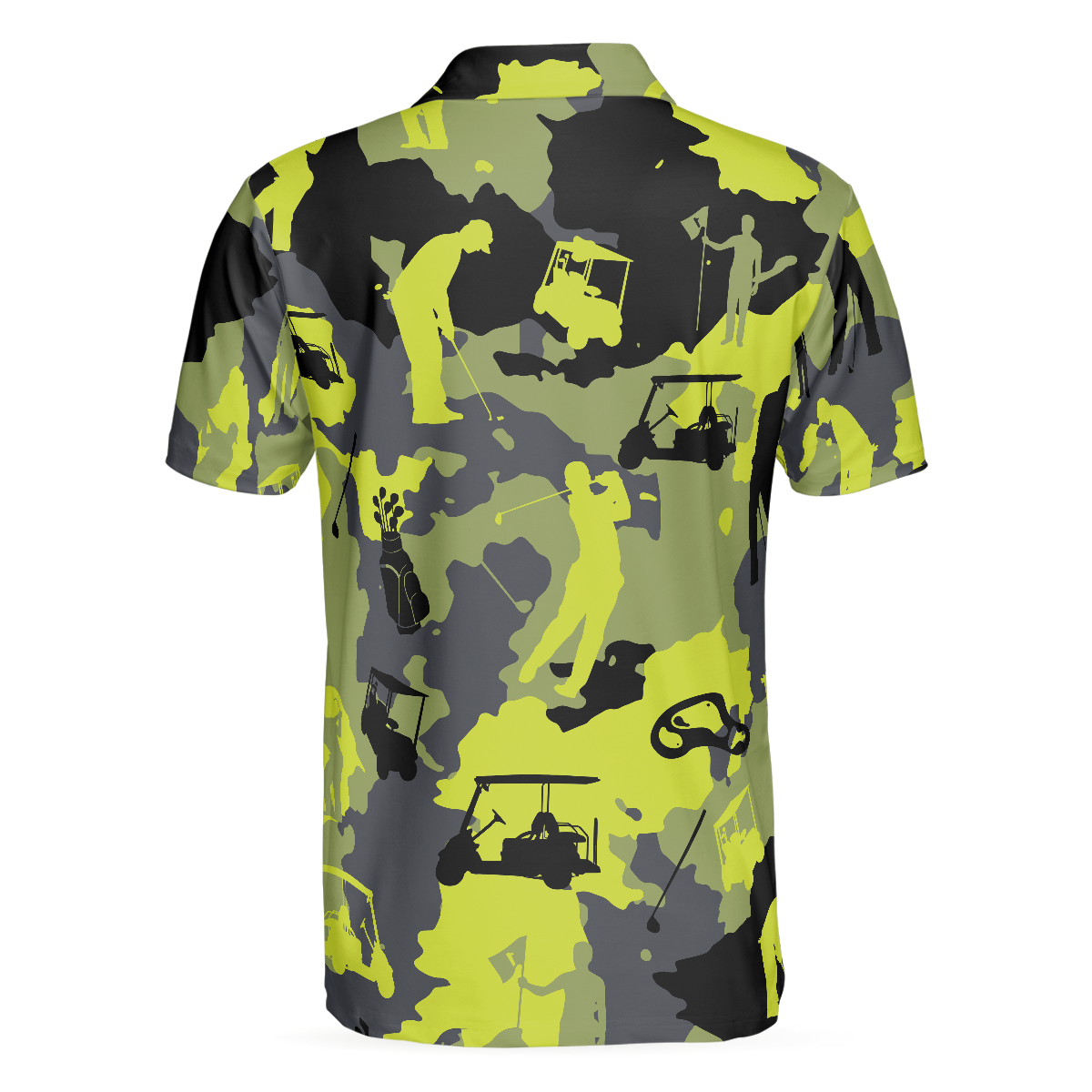 Alternative view of Green And Grey Camouflage Golf Polo Shirt, Military Streetwear Polo Shirt, Camo Golf Shirt For Men
