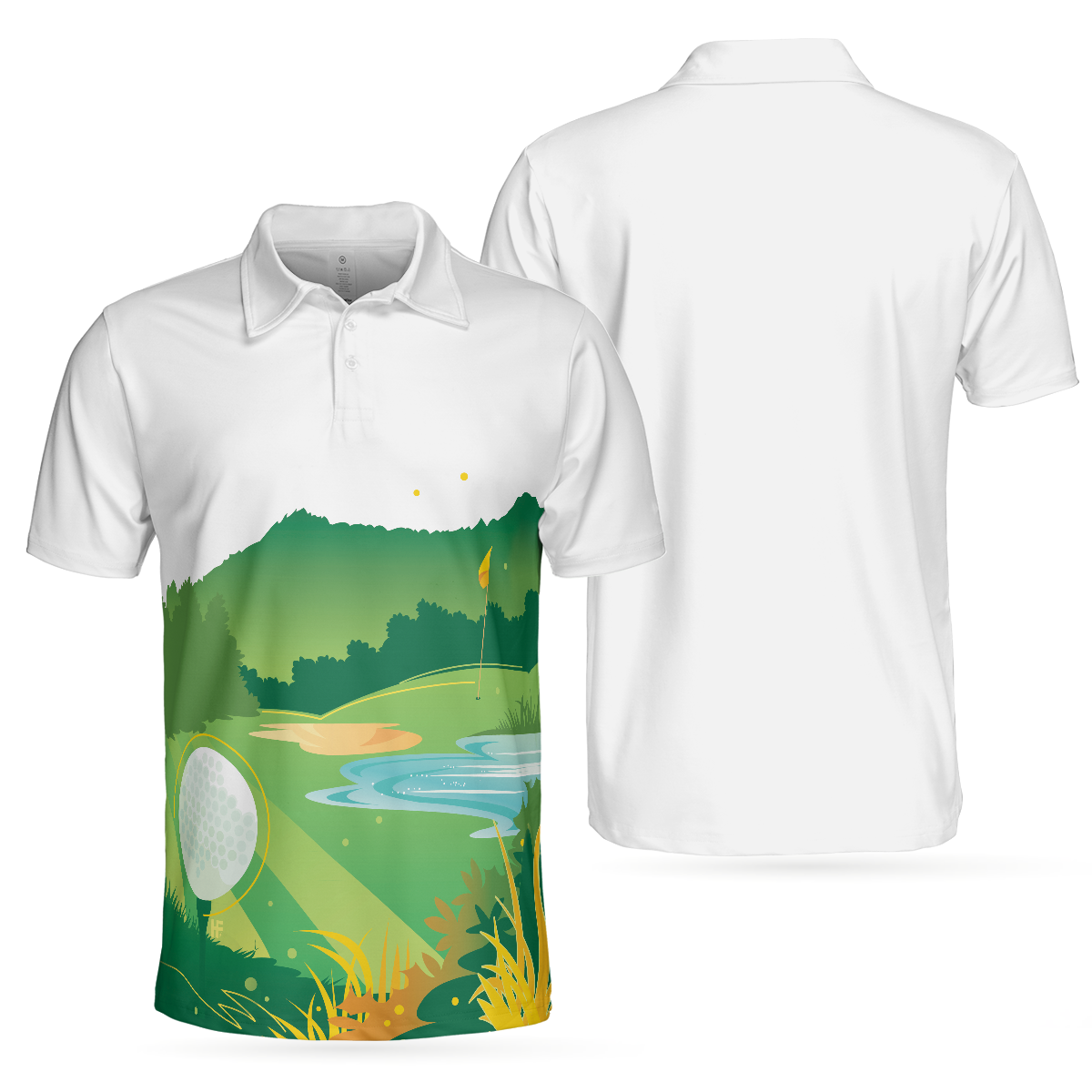 Green Golf Course Short Sleeve All Over Print Polo Shirt, Unique Golf Shirt For Men, Cool Gift For Golfers