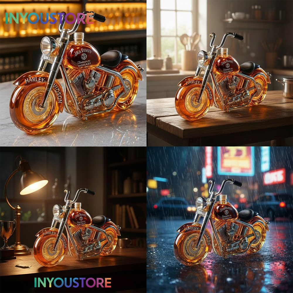 Harley Davidson Motorcycle Whiskey Bottle - Image 3