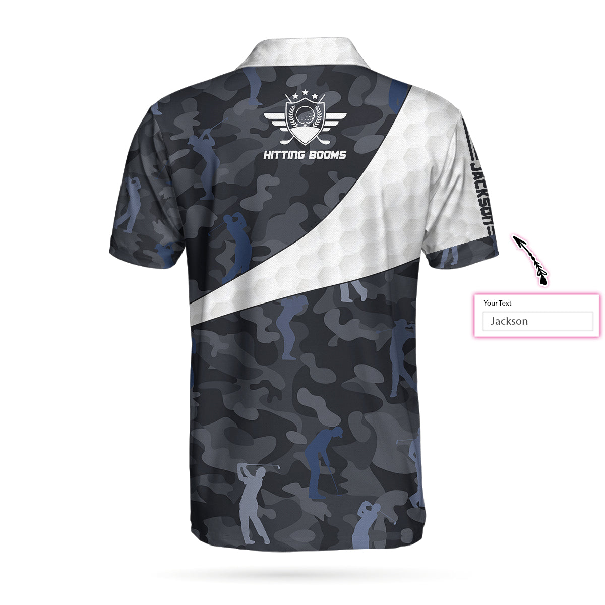 Alternative view of Hitting Booms Camo Pattern Custom Polo Shirt, Personalized Golf Pattern Polo Shirt, Best Golf Shirt For Men