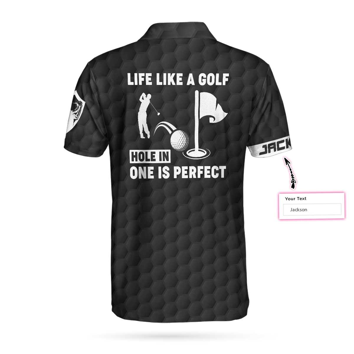 Alternative view of Hole In One Is Perfect Black American Flag Golf Custom Polo Shirt For Men, Best Gift For Golfers