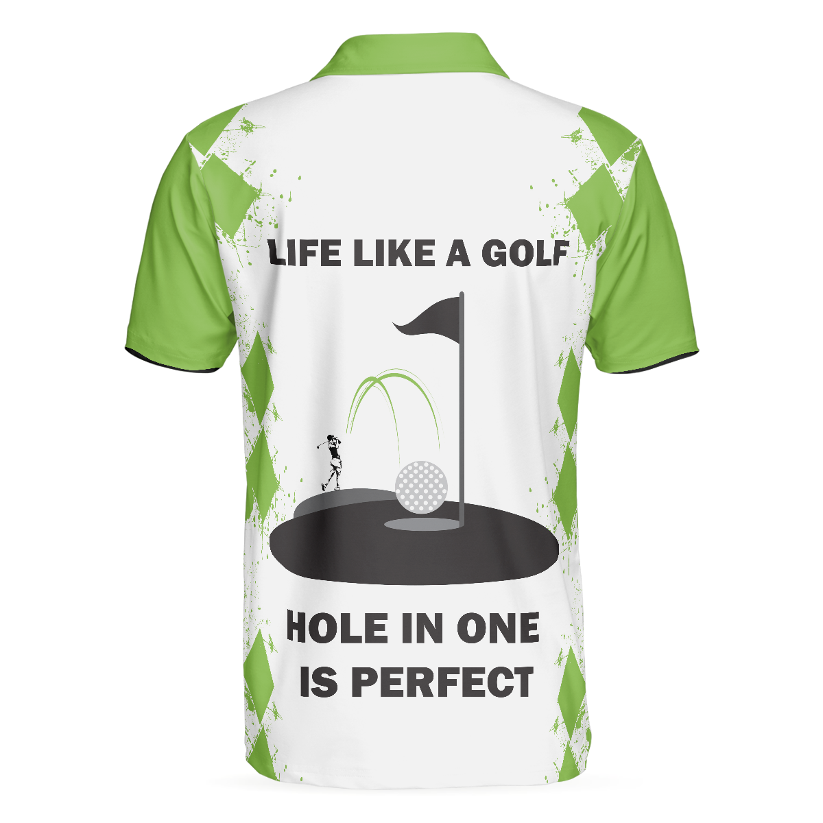 Alternative view of Hole In One Is Perfect Polo Shirt, White And Green Golf Shirt For Men