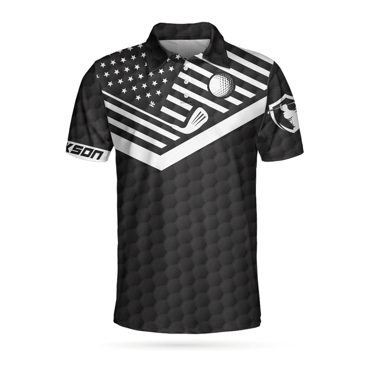 I Am A Golfer Custom Polo Shirt, Personalized Black American Flag Polo Shirt, Cool Golf Shirt For Men