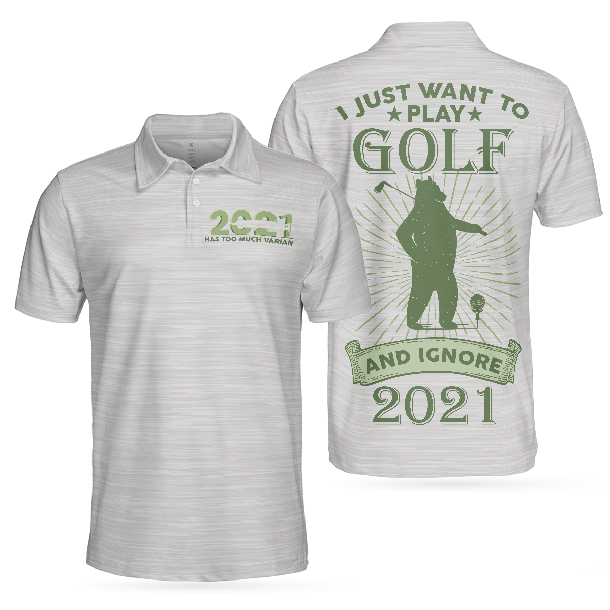 I Just Want To Play Golf And Ignore Bear Golf Polo Shirt For Men, Best Gift For Golfers
