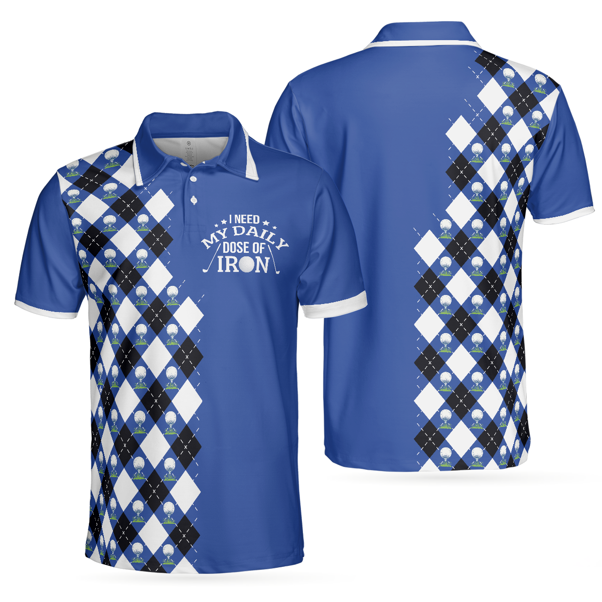 I Need My Daily Dose Of Iron Polo Shirt, Argyle Pattern Polo Shirt, Best Golf Shirt For Men