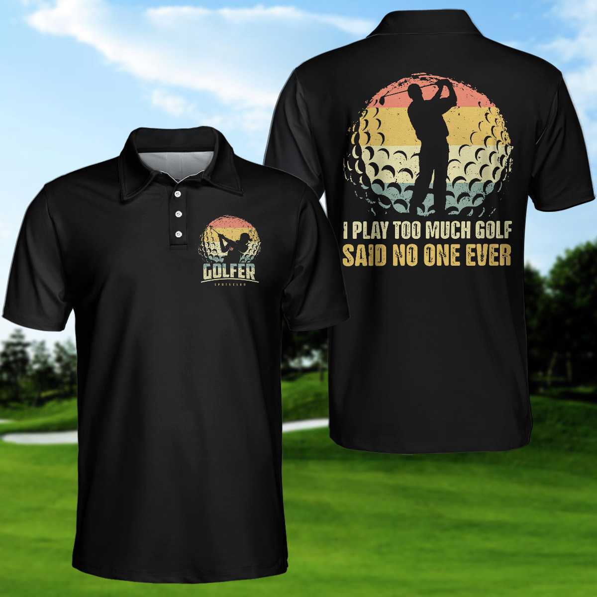 I Play Too Much Golf Polo Shirt, Vintage Palette Golf Ball Polo Shirt, Best Golf Shirt For Men