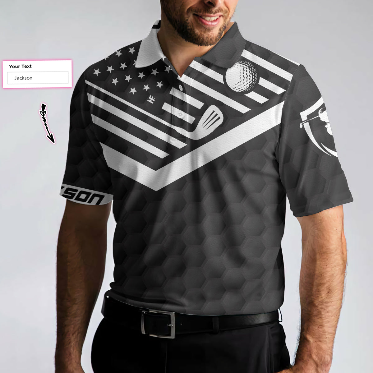 Alternative view of I'd Tap That Golf Custom Polo Shirt, Personalized Golf American Flag Golf Shirt For Men