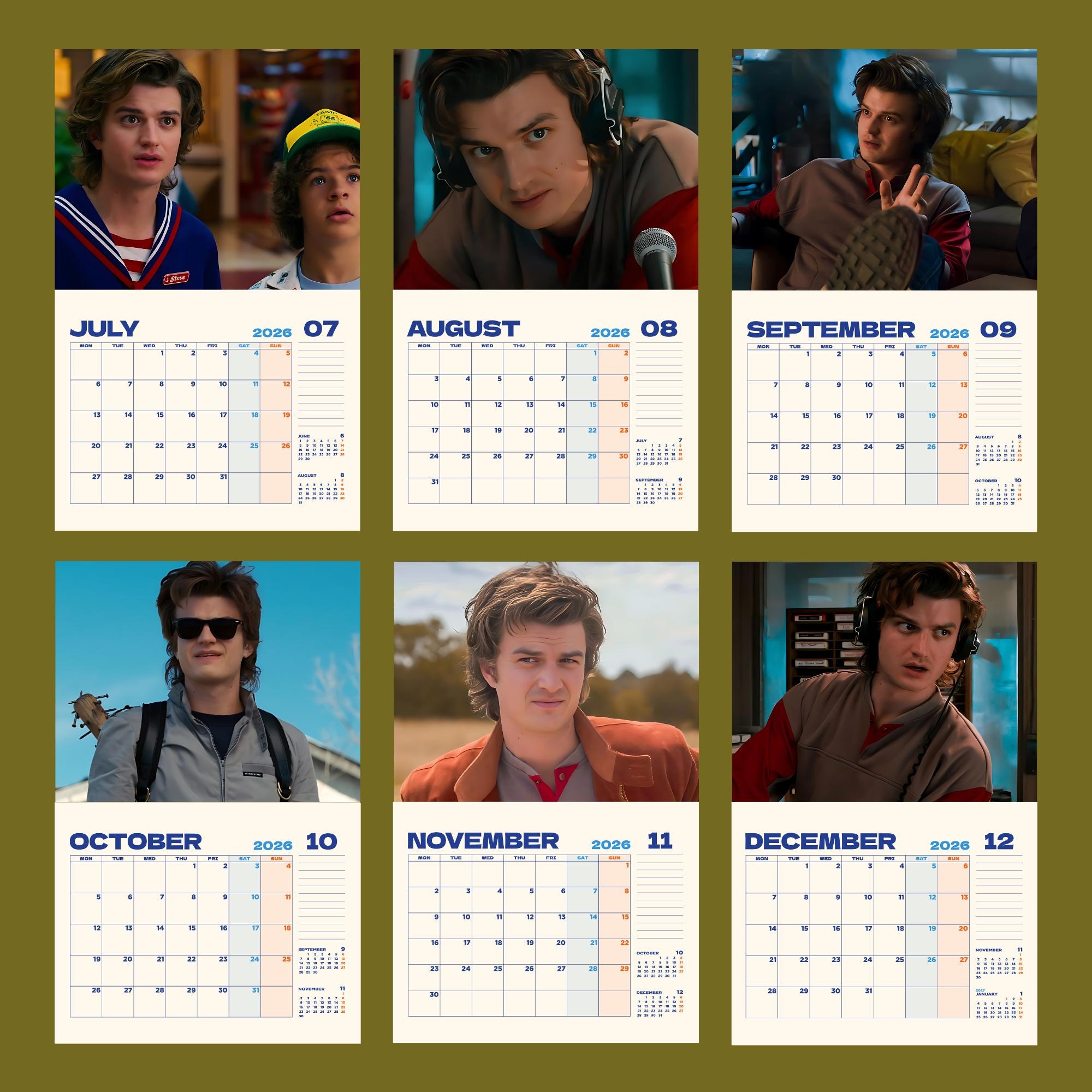 Steve Harrington 2026 Calendar, Joe Keery Monthly Planner, TV Show Inspired Gift, Holiday Present - Image 4