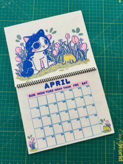 Alternative view of Just Some Cats 2026 Risograph Calendar, Sunday to Saturdary Monthly Wall Calendar