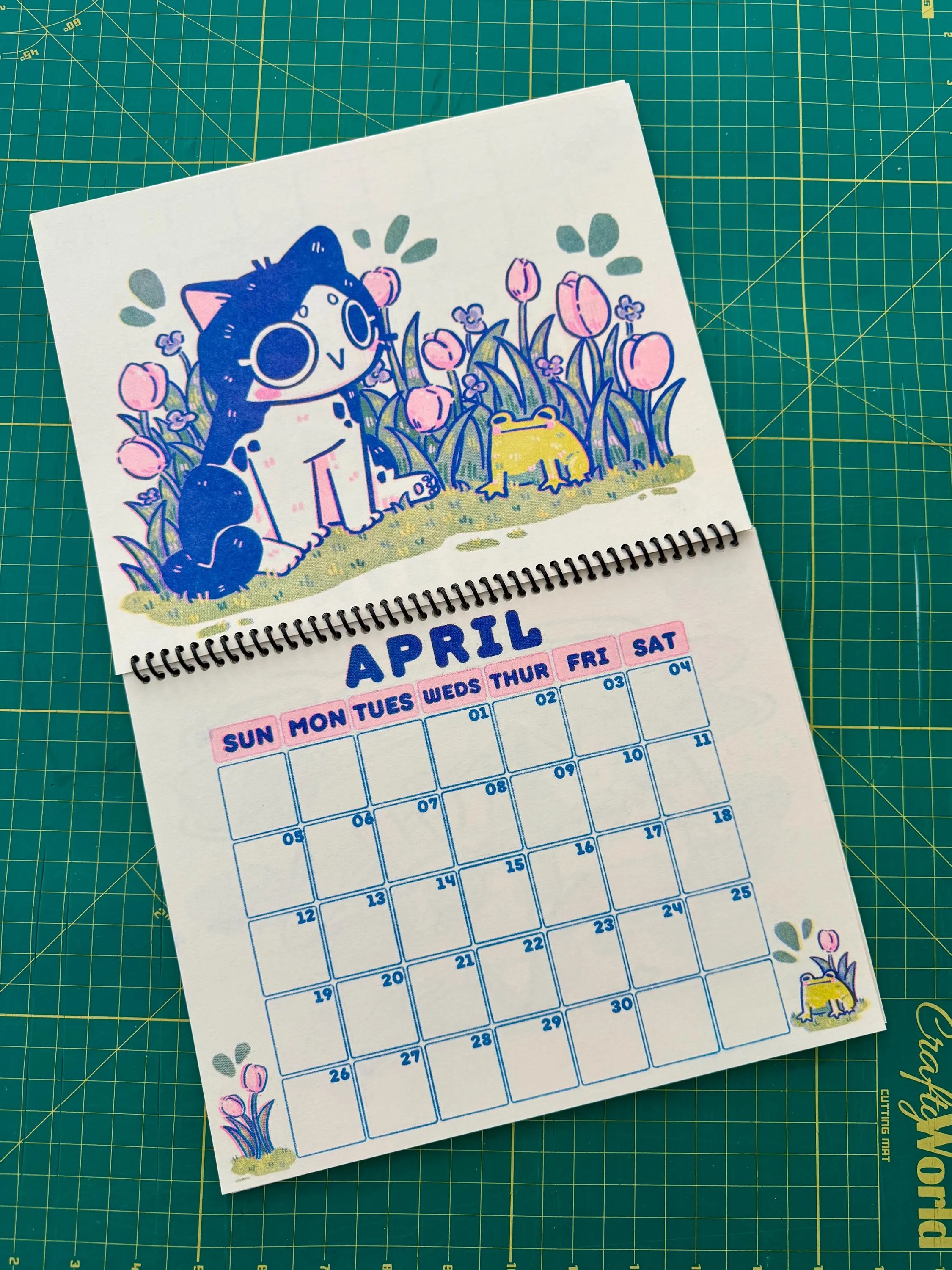 Just Some Cats 2026 Risograph Calendar, Sunday to Saturdary Monthly Wall Calendar - Image 2