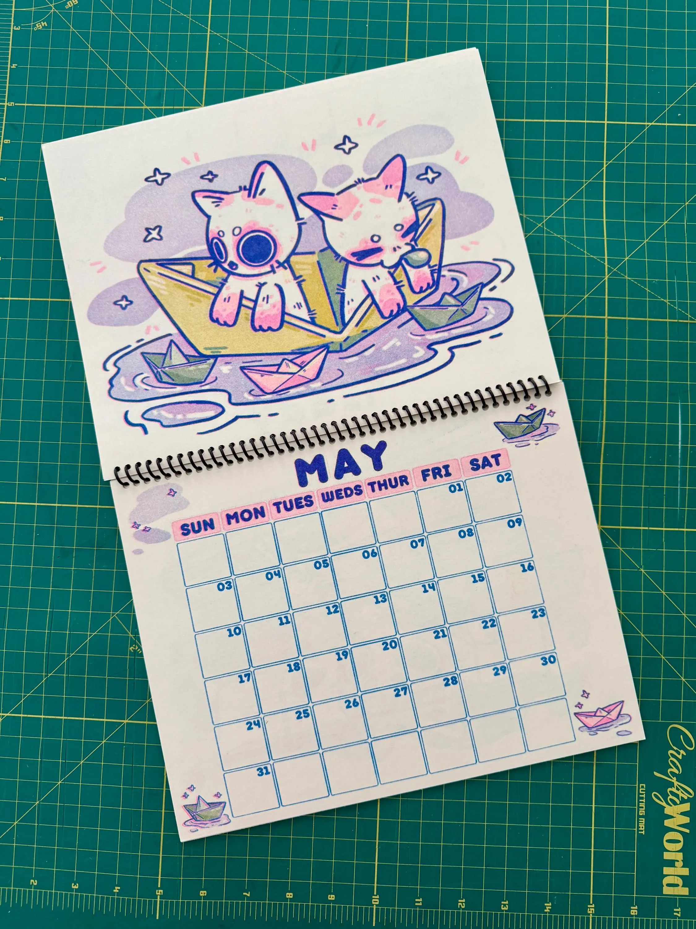 Just Some Cats 2026 Risograph Calendar, Sunday to Saturdary Monthly Wall Calendar - Image 4