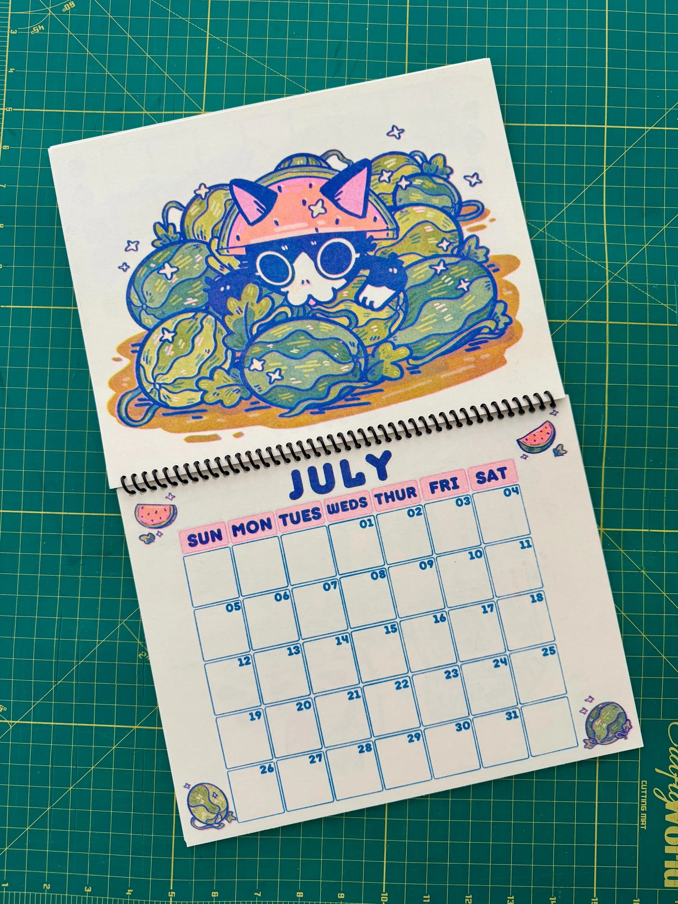 Just Some Cats 2026 Risograph Calendar, Sunday to Saturdary Monthly Wall Calendar - Image 5