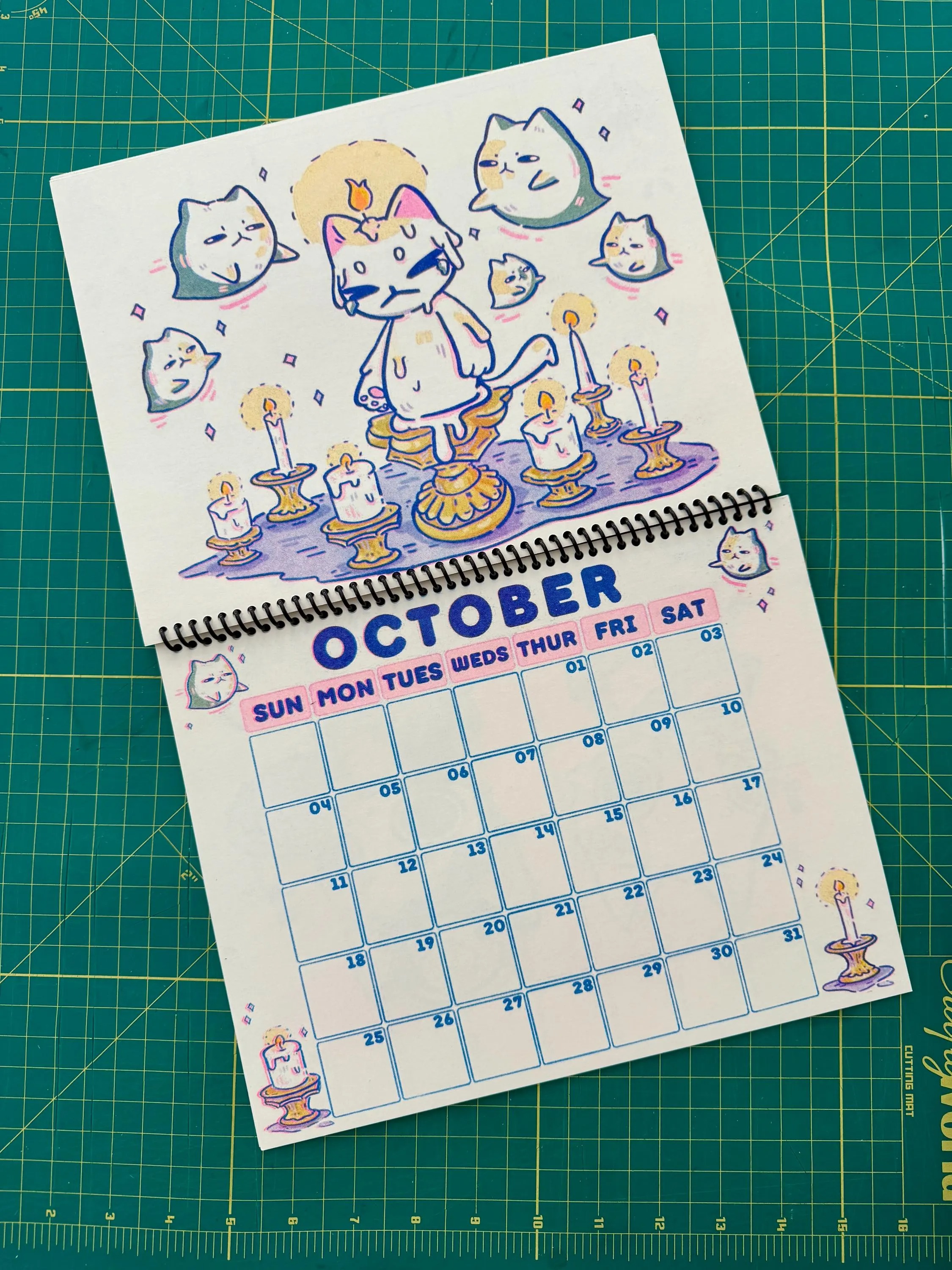 Just Some Cats 2026 Risograph Calendar, Sunday to Saturdary Monthly Wall Calendar - Image 3