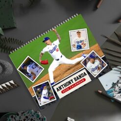 Dog Baseball Wall Calendar 2026, Blue & White Calendar, Sport Culture Monthly, 3 Size Glossy and Matte