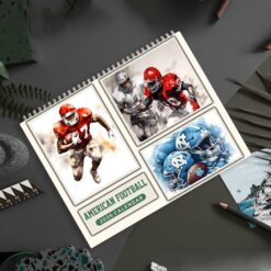 2026 American Football Calendar, Colorful Sport Illustration Wall Art, Monthly Sports Poster for Football Fans
