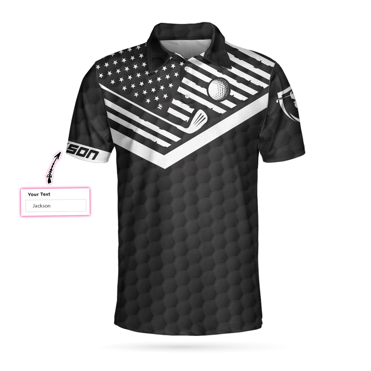 Alternative view of It Takes A Lot Of Balls To Golf Custom Polo Shirt, Personalized American Flag Golf Shirt For Men