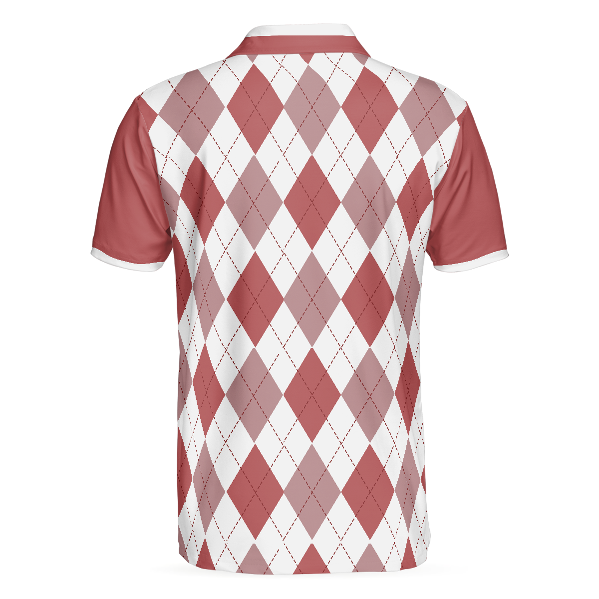 Alternative view of King Of The Golf Course Golf Polo Shirt, Red Argyle Pattern Skeleton Golfer Polo Shirt, Best Golf Shirt For Men