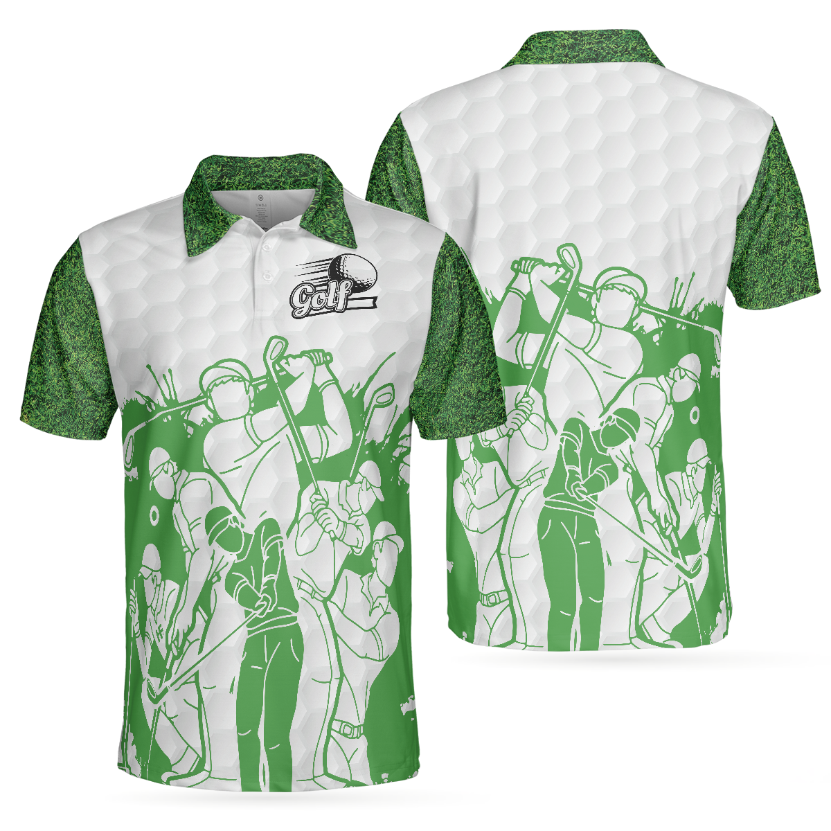 King Of The Green Golf Polo Shirt, White And Green Golf Shirt For Men, Cool Gift For Golfers