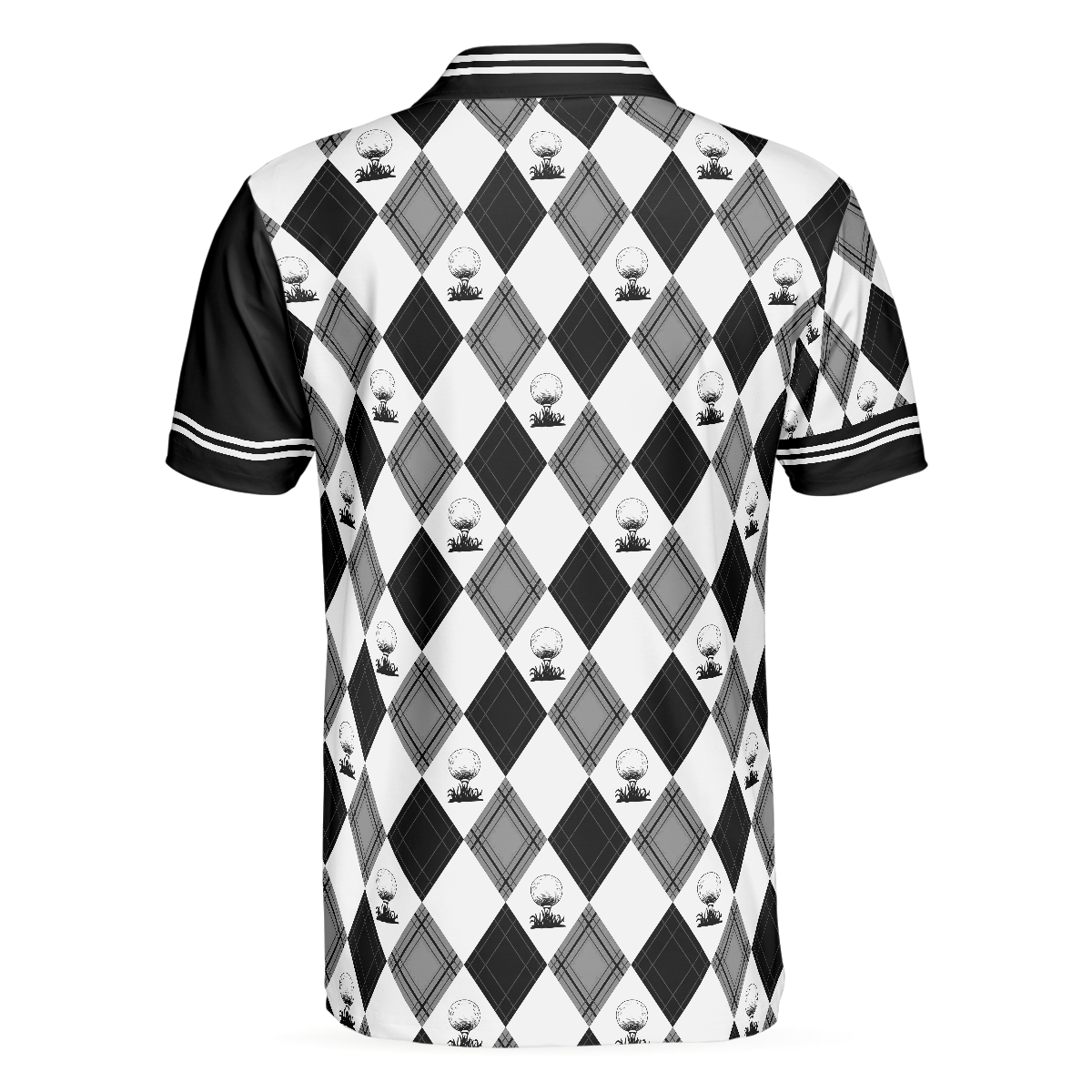 Alternative view of Life Is Full Of Important Choices Golf Polo Shirt, Black And White Golf Pattern Polo Shirt, Best Golf Shirt For Men