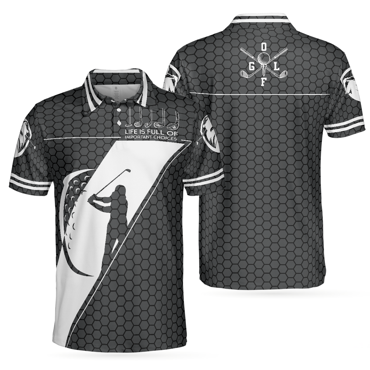 Life Is Full Of Important Choices Golf Polo Shirt, Black Golfing Pattern Polo Shirt, Best Golf Shirt For Men