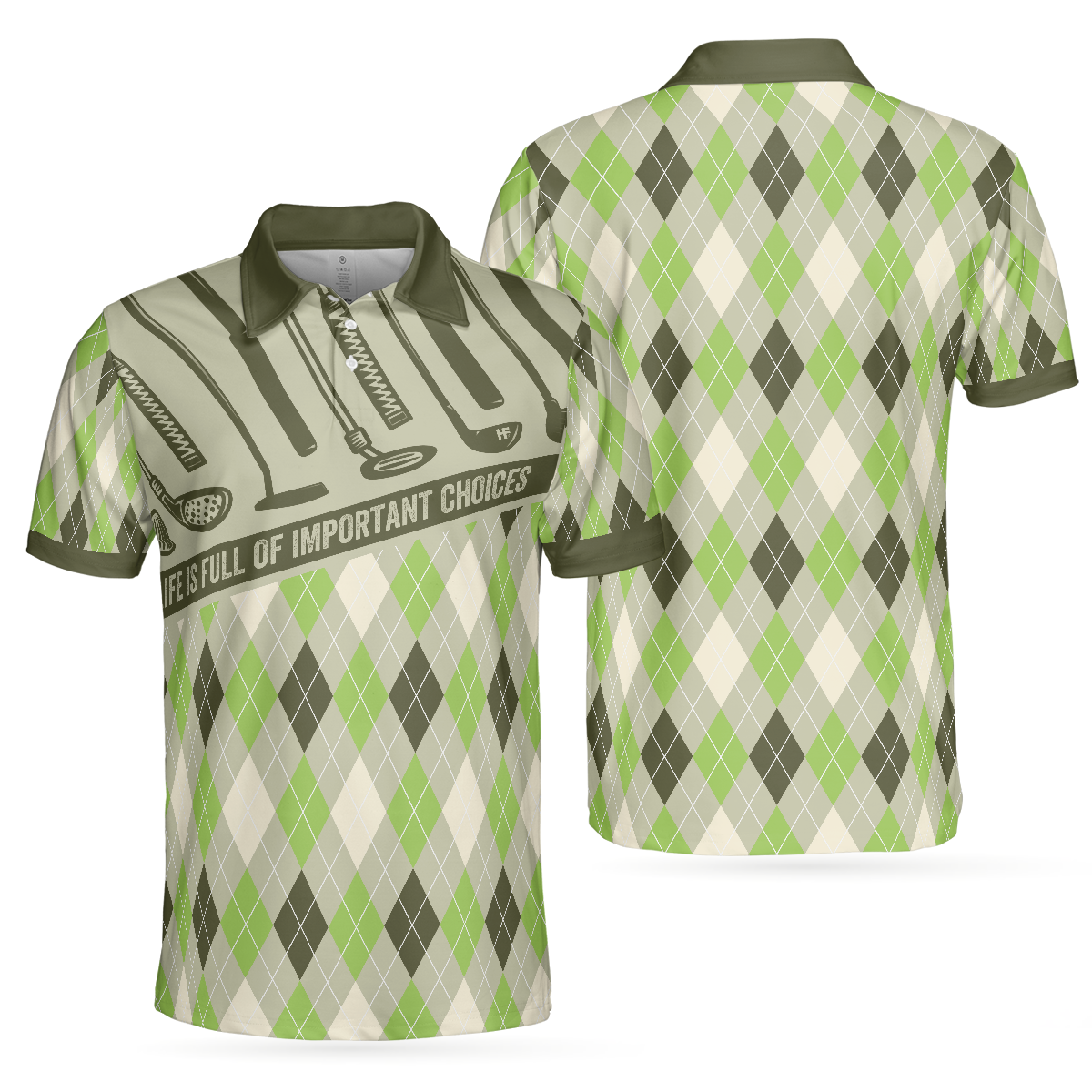 Life Is Full Of Important Choices Men Polo Shirt, Argyle Pattern Golf Shirt For Men