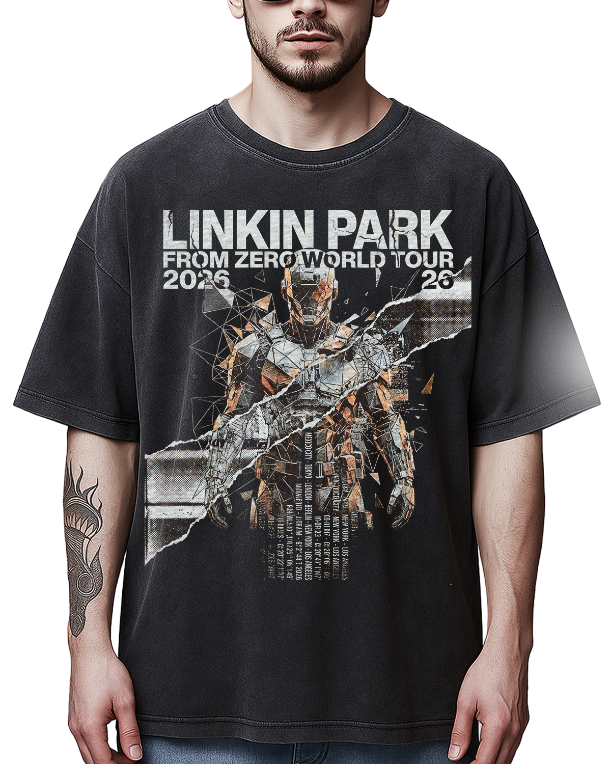 Linkin Park From Zero Tour Vintage 2000s Nu Metal Bootleg Washed Aesthetic - Image 6