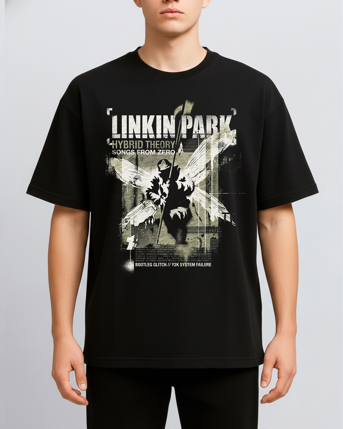Alternative view of Linkin Park Hybrid Era Vintage Y2K Nu Metal Bootleg Washed Glitch